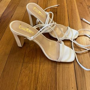 White strappy heels